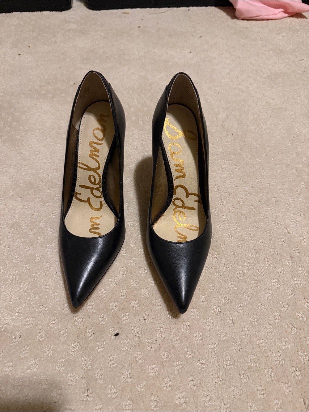 Sam Edelman Black Pointed-Toe Leather Heels size 6.